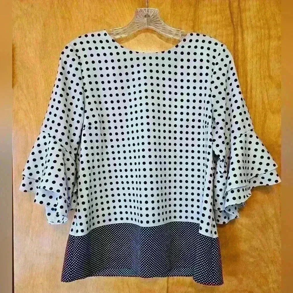 Karl Lagerfeld Long Sleeve Polka Dot Blouse Size M
